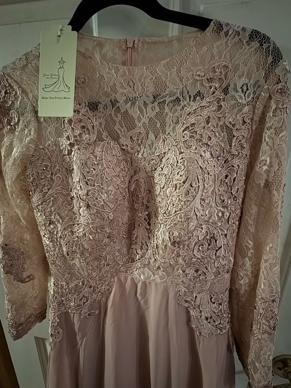 Gallery Blush Lace Evening Gown